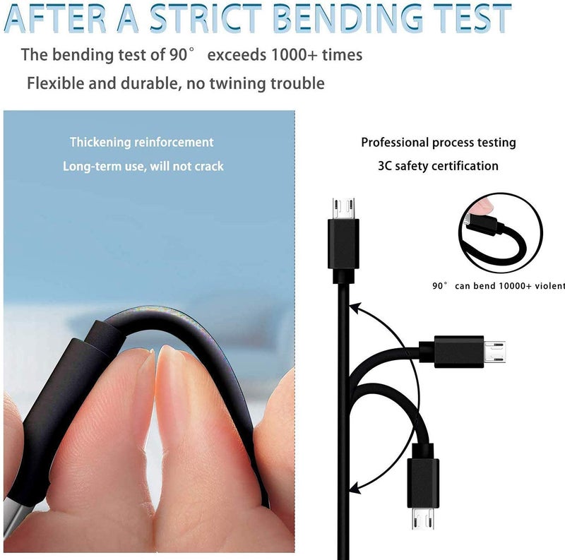 WZHENB 5V 2A 1A Fast Wall Charger 5ft Micro USB type B Charging Cable fit for Tandem Diabetes Care, Camera,Speaker,Cellular Link 2, Doro Phone,Samsung Galaxy S7/S6/Note 5/4/S4/S3/LG Flip Android Phone & More - Image 4