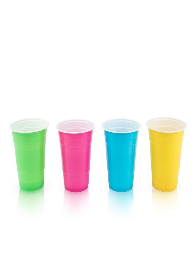 True Party Plastic Cups, Disposable Cup for Beers, Cocktails, Sodas, Water, Beverages, Smoothies, Iced Tea, Juices, 16 oz, Set of 24, Multicolor - Image 1