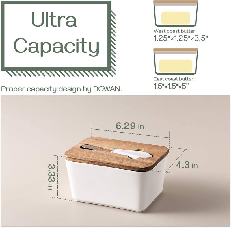 ZOKIXTO ZOKIXTO Large Butter Dish with Lid Ceramics Butter Keeper Container with Knife and High- Quality Silicone Sealing Butter Dishes with Covers Good Kitchen Gift White  - Image 2
