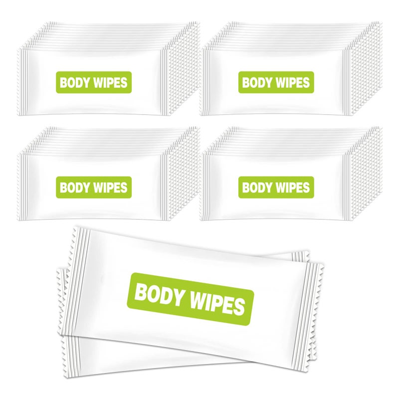 Hipruict Body Wipes Individually Wrapped 50 Pack Large Adult Bathing Wipes No Rinse Aloe Vera Extract Odor Removal for Fitness Travel and Camping