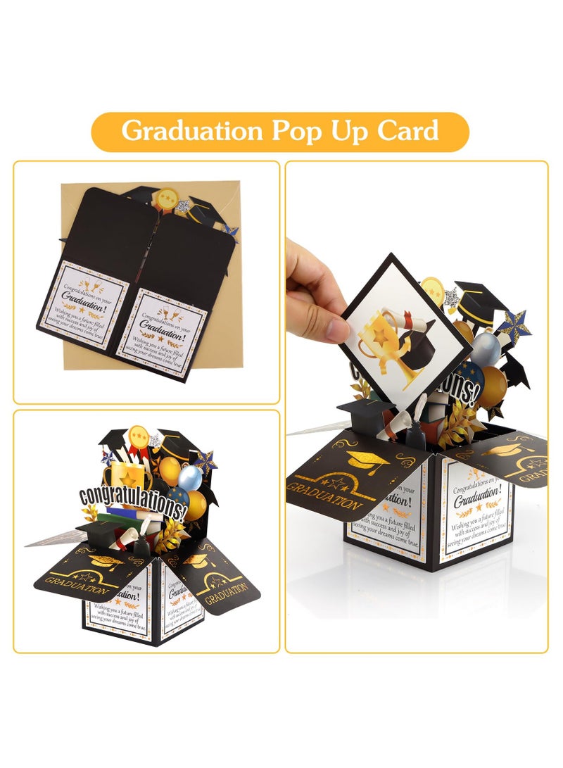 SOLARAE 3D Graduation Pop-Up Card with Envelope - Congratulations Greeting Card for Graduates - Perfect Notecard for Celebrating Achievements - Image 2