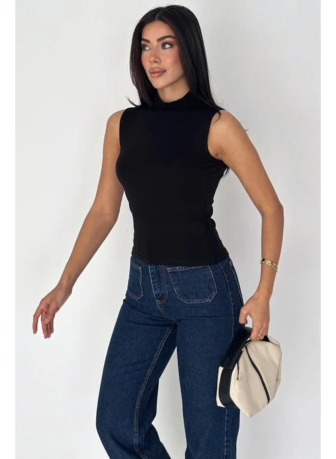 Noa Noa Women's Sleeveless Turtleneck Basic Body - Sleek Core - Black