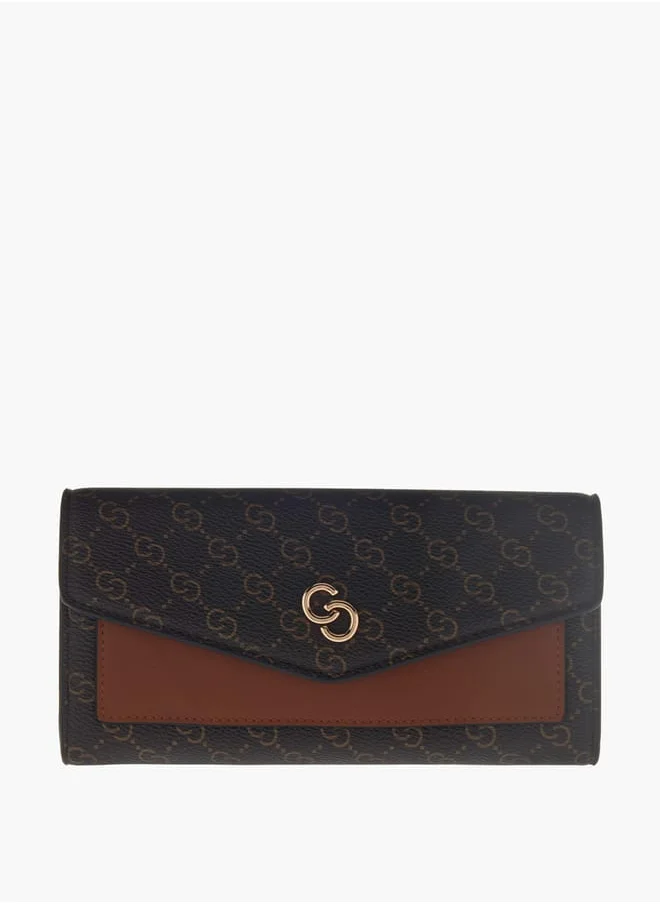 Celeste Women's Monogram Print Wallet With Flap Closure