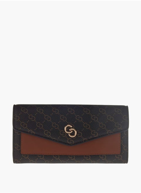 Women's Monogram Print Wallet With Flap Closure