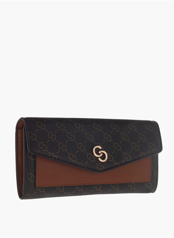 Celeste Women's Monogram Print Wallet With Flap Closure