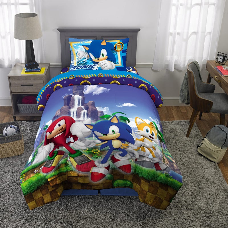 Franco Kids Bedding Super Soft Comforter and Sheet Set, 4 Piece Twin Size, Sonic The Hedgehog, Anime - Image 4