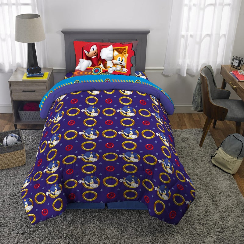 Franco Kids Bedding Super Soft Comforter and Sheet Set, 4 Piece Twin Size, Sonic The Hedgehog, Anime - Image 5