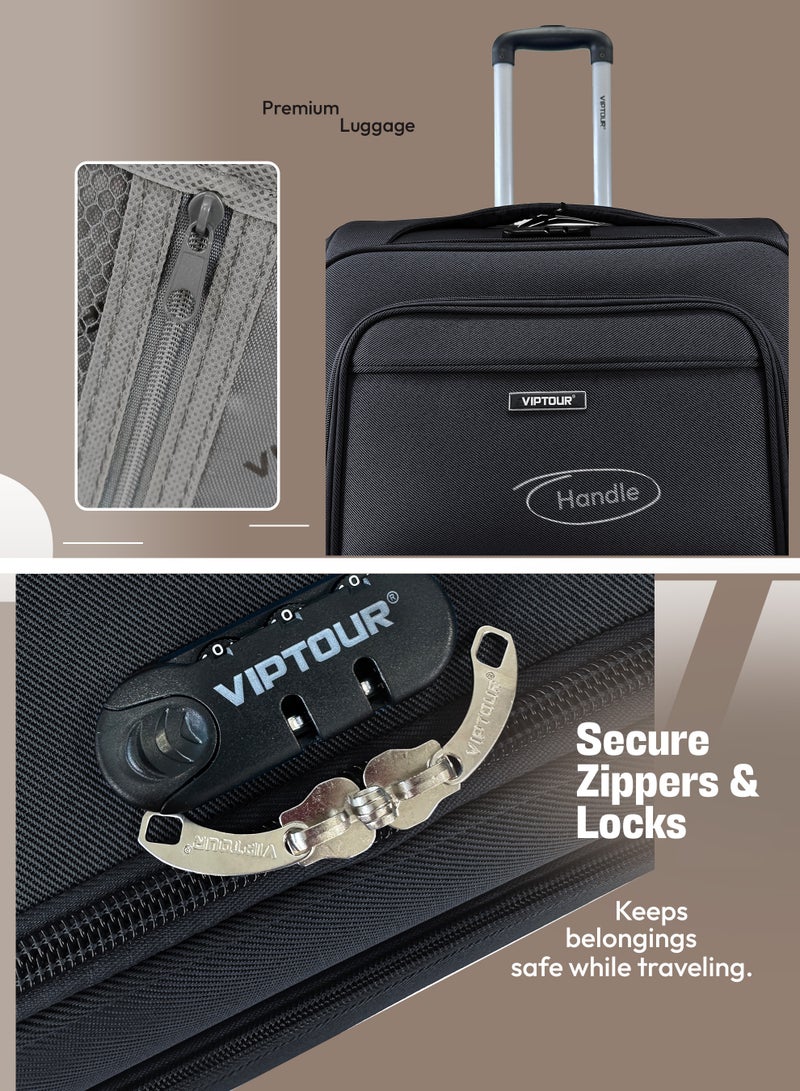 VIPTOUR 4PCS Fabric Luggage Set Durable Travel Suitcase with Spinner Wheels - Image 3