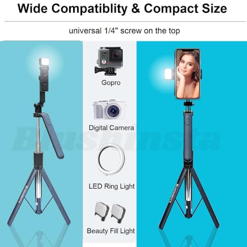 Blushinsta S64S Selfie Stick with Tripod and Remote Control - 360° Rotation, Full Stability, Compact Design, Compatible with Android Smartphones - Image 2