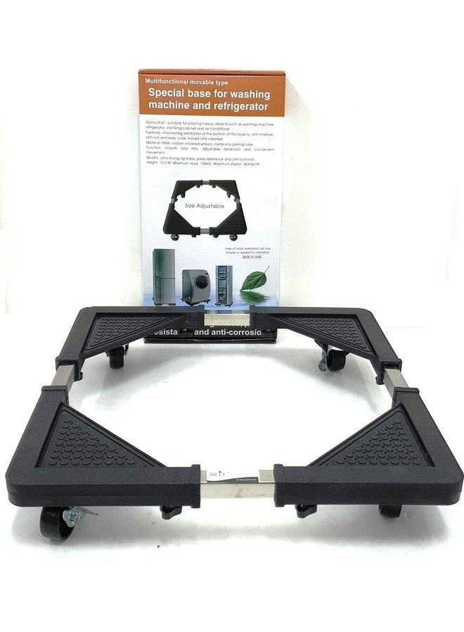 shopi.ae Heavy Duty Washing Machine And Refrigerator Adjustable Stand DX0035 Black - Image 3