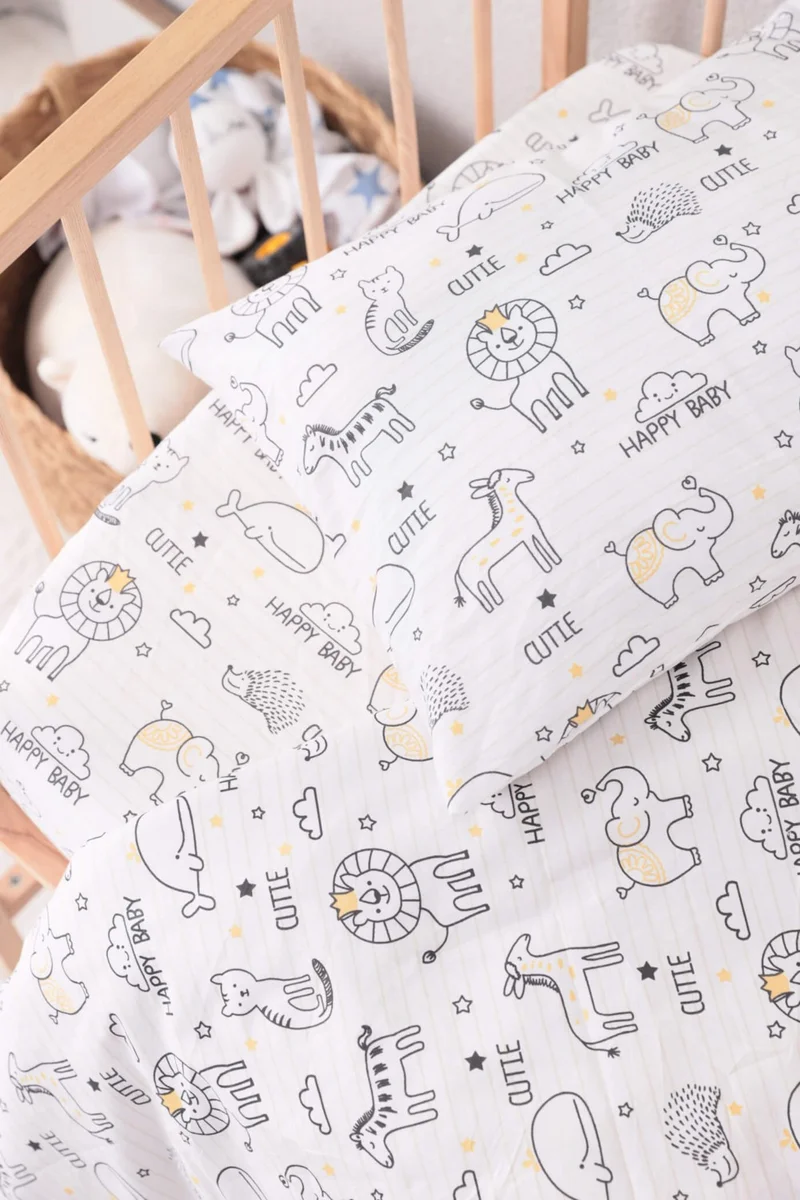 فافورا Baby 100% Cotton Happy Baby Duvet Cover Set - White