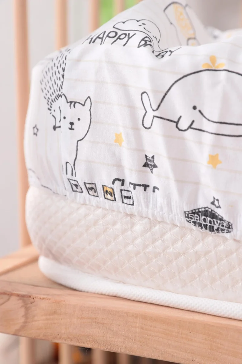 فافورا Baby 100% Cotton Happy Baby Duvet Cover Set - White