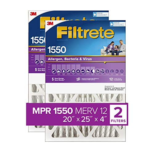 Filtrete 20x25x4, AC Furnace Air Filter, MPR 1550 DP, Healthy Living Ultra Allergen Deep Pleat, 2-Pack (Actual 19.88 x 24.63 x 4.31) - Image 1