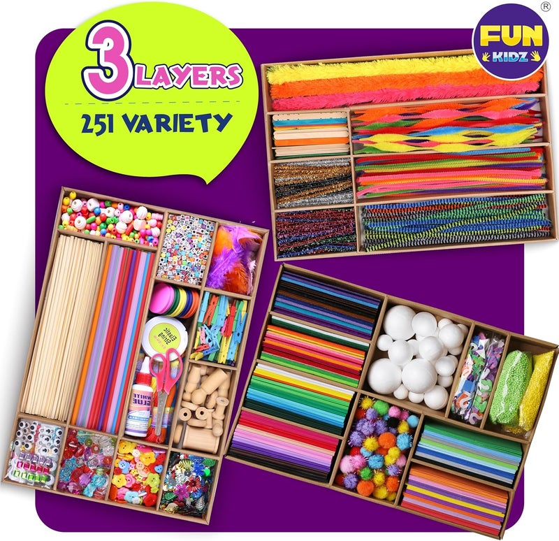 DEVELOPE BY PLAY 3 Layers Jumbo Arts and Crafts Supplies Warehouse, Biggest Chest Box 17.91Wx12.4L Includes 1600+ Giant Craft Materials Kit for Kids 6-12 Creative Toys Birthday Gift for Preschool Girls and Boys - Image 2