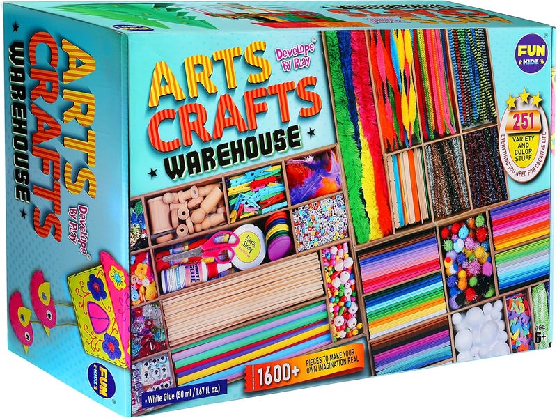 DEVELOPE BY PLAY 3 Layers Jumbo Arts and Crafts Supplies Warehouse, Biggest Chest Box 17.91Wx12.4L Includes 1600+ Giant Craft Materials Kit for Kids 6-12 Creative Toys Birthday Gift for Preschool Girls and Boys - Image 1