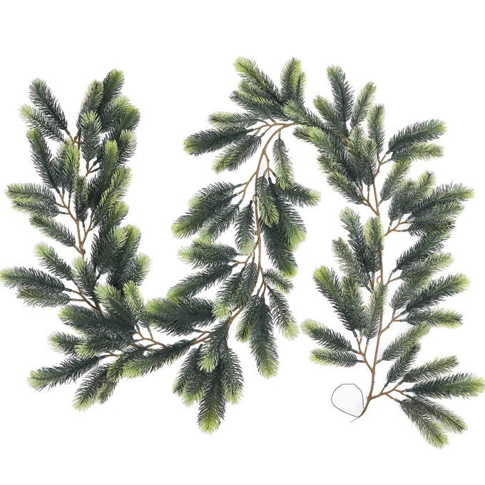 6FT ARTIFICIAL CHRISTMAS PINE GARLAND REALISTIC GREENERY GARLAND PINE LEAVES FOR HOLIDAY SEASON MANTEL FIREPLACE TABLE RUNNER CENTERPIECE DCOR
