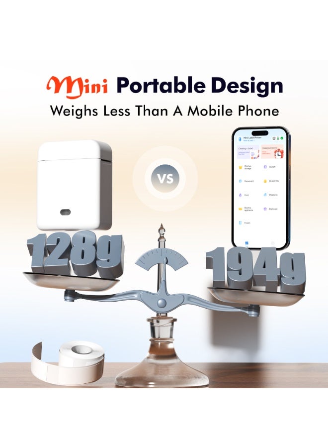 Mini Portable Thermal Label Printer – Handheld Ink-Free Bluetooth Label Maker for Home & Office, Compatible with iOS, Android & Windows, Ideal for Price Tags, Barcode Labels & - Image 3
