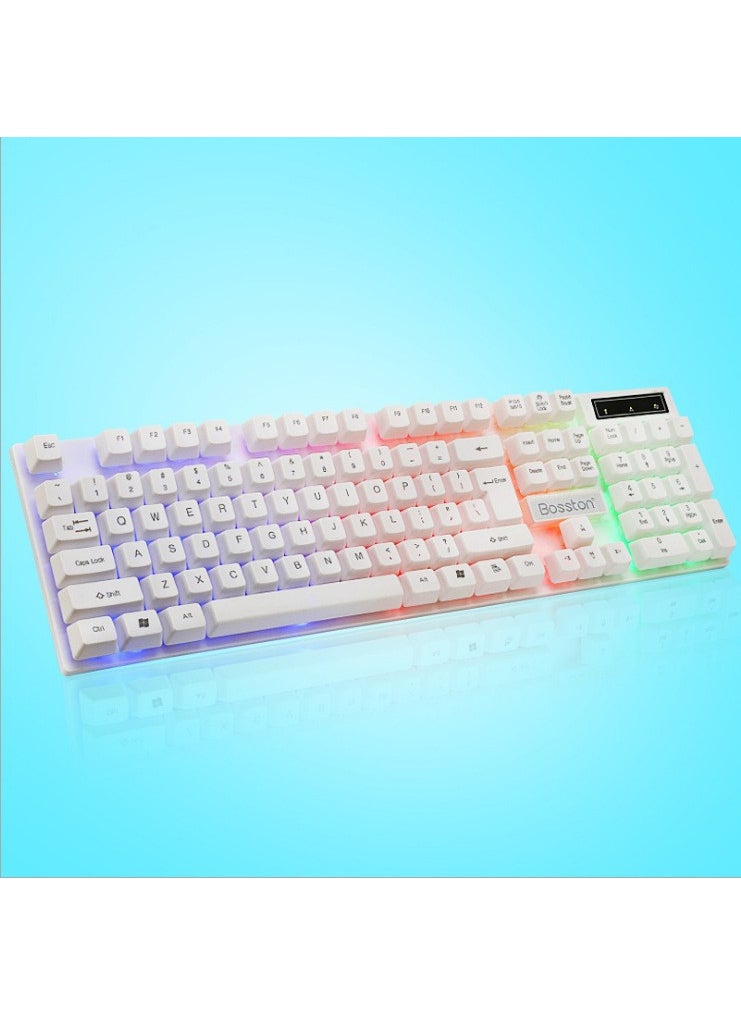 Generic - Doctor Dynon 8310 Wired Gaming Keyboard Mouse Set Floating Glowing USB Mechanical Sensing Computer Keyboard Mouse Combo 310 White single keyboard - Image 1