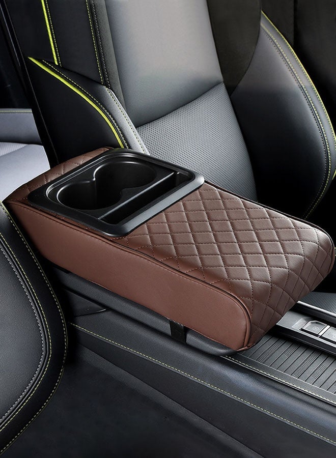 Hanayo Car Armrest Booster Pads  Multipurpose Car Center Console Heighten Cover Leather Car Armrest Cover Protector Armrest Box Suitable for Most Vehicles SUVs Trucks Cars(Coffee) - Image 3