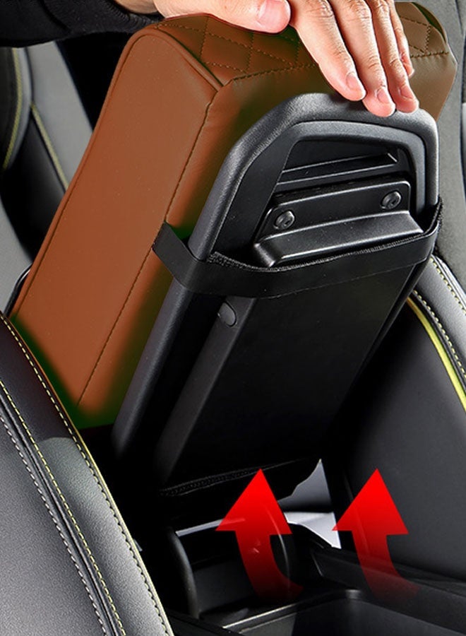 Hanayo Car Armrest Booster Pads  Multipurpose Car Center Console Heighten Cover Leather Car Armrest Cover Protector Armrest Box Suitable for Most Vehicles SUVs Trucks Cars(Coffee) - Image 4