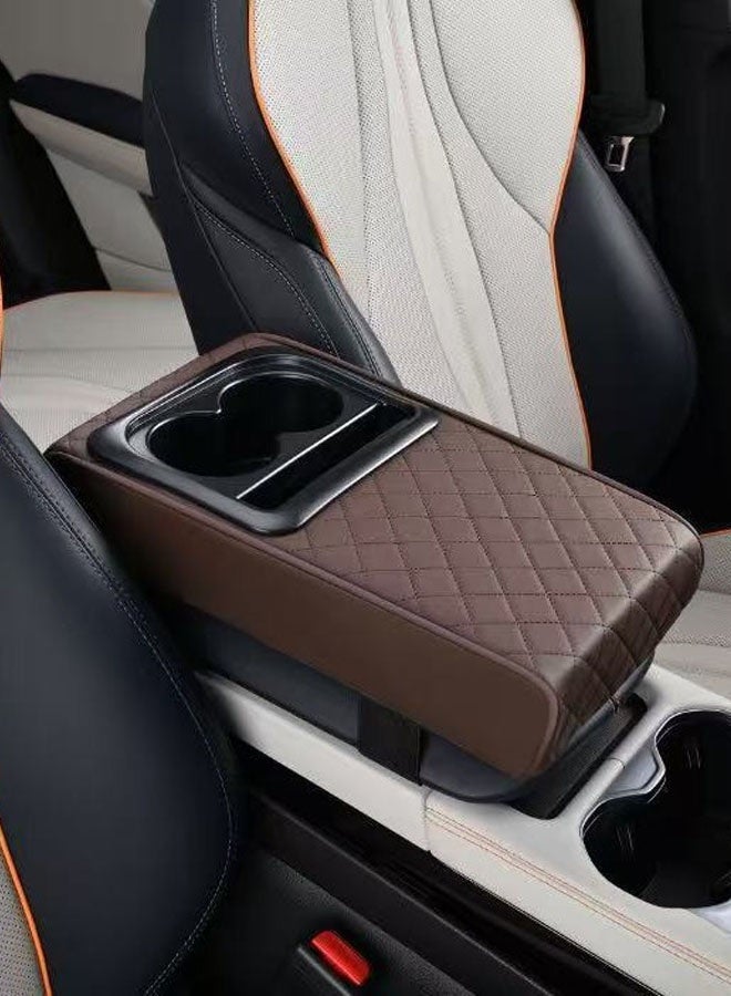 Hanayo Car Armrest Booster Pads  Multipurpose Car Center Console Heighten Cover Leather Car Armrest Cover Protector Armrest Box Suitable for Most Vehicles SUVs Trucks Cars(Coffee) - Image 2