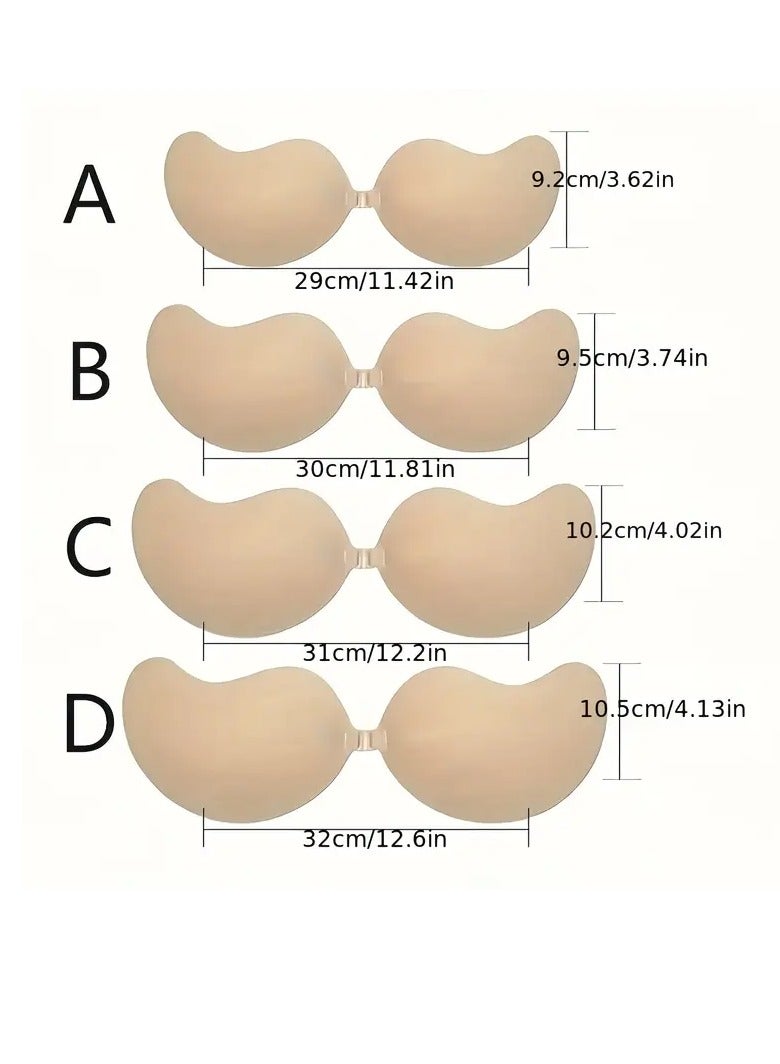 PAMEER Silicon Bra, Self Adhesive Bras Straps, Invisible Push Up Bra Pasties, Comfort Lift Seamless Lingerie Accessory, Hand Washable Sticky Bras, Solid Color, Non-woven Fabric, 80% Silicone 10% Spandex 10% Viscose, SIZE-D (32cm/12.60in) - Image 2