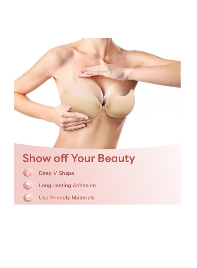 PAMEER Silicon Bra, Self Adhesive Bras Straps, Invisible Push Up Bra Pasties, Comfort Lift Seamless Lingerie Accessory, Hand Washable Sticky Bras, Solid Color, Non-woven Fabric, 80% Silicone 10% Spandex 10% Viscose, SIZE-D (32cm/12.60in) - Image 3