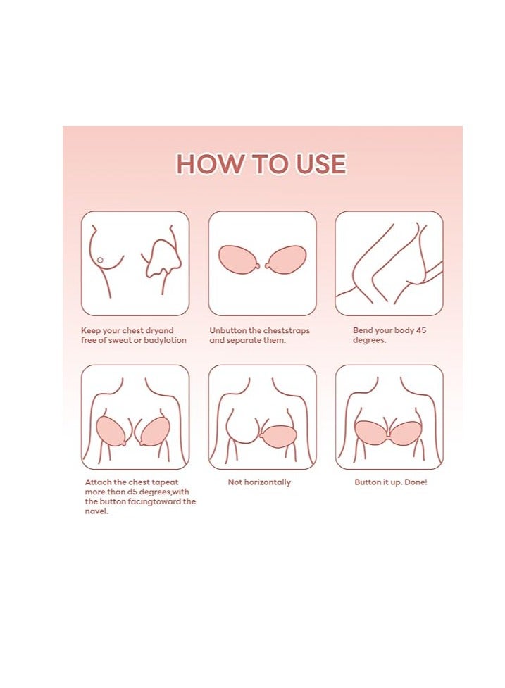 PAMEER Silicon Bra, Self Adhesive Bras Straps, Invisible Push Up Bra Pasties, Comfort Lift Seamless Lingerie Accessory, Hand Washable Sticky Bras, Solid Color, Non-woven Fabric, 80% Silicone 10% Spandex 10% Viscose, SIZE-D (32cm/12.60in) - Image 4