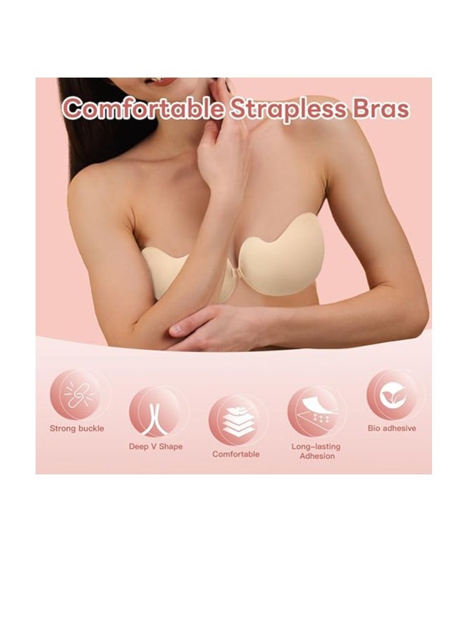 PAMEER Silicon Bra, Self Adhesive Bras Straps, Invisible Push Up Bra Pasties, Comfort Lift Seamless Lingerie Accessory, Hand Washable Sticky Bras, Solid Color, Non-woven Fabric, 80% Silicone 10% Spandex 10% Viscose, SIZE-D (32cm/12.60in) - Image 5