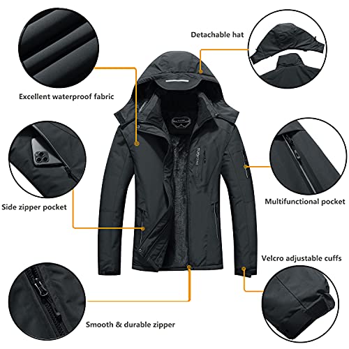 SUOKENI Women's Waterproof Warm Winter Snow Coat Hooded Raincoat Ski Snowboarding Jacket - Image 5