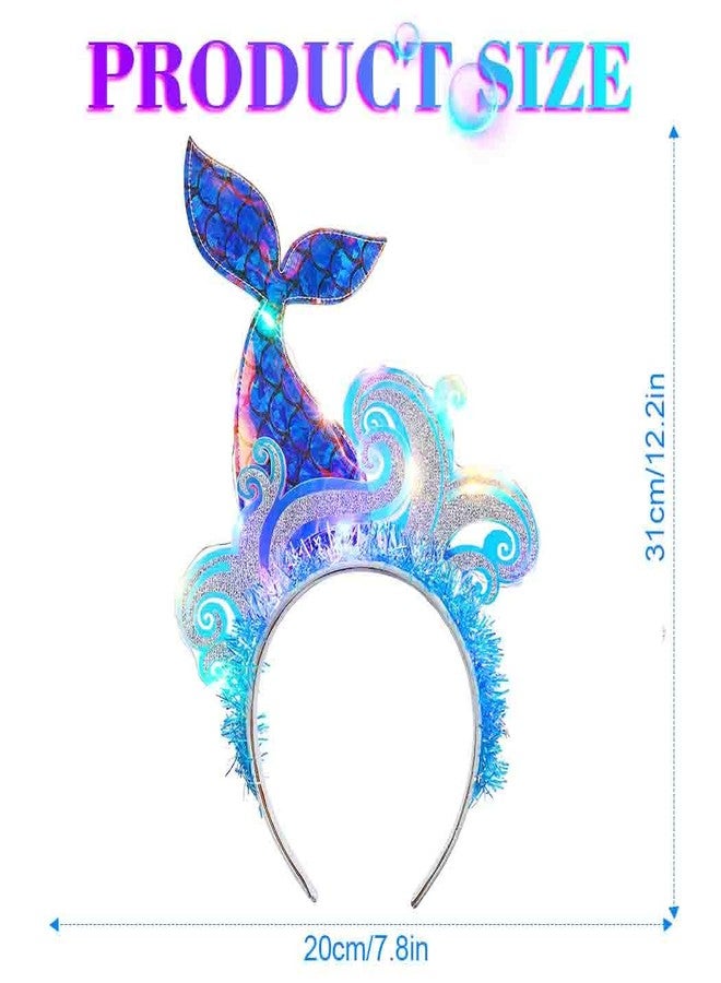 Zoestar Light Up Mermaid Headband LED Ocean Wave Headbands Glow Sea Party Hair Accessories for Women - Image 3