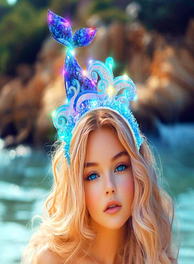 Zoestar Light Up Mermaid Headband LED Ocean Wave Headbands Glow Sea Party Hair Accessories for Women - Image 4