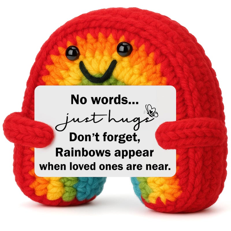 BuiltFit Sympathy Memorial Bereavement Gifts - No Words, Just Hugs, Handmade Crochet Rainbow Grief Grieving Gift for Loss of Loved One Mom Dad Women Men Father Mother Pets Dog Cat - Image 1