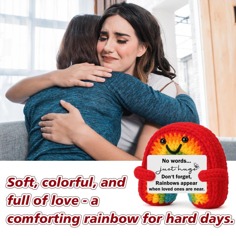 BuiltFit Sympathy Memorial Bereavement Gifts - No Words, Just Hugs, Handmade Crochet Rainbow Grief Grieving Gift for Loss of Loved One Mom Dad Women Men Father Mother Pets Dog Cat - Image 5