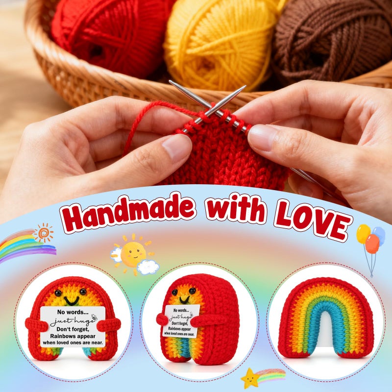 BuiltFit Sympathy Memorial Bereavement Gifts - No Words, Just Hugs, Handmade Crochet Rainbow Grief Grieving Gift for Loss of Loved One Mom Dad Women Men Father Mother Pets Dog Cat - Image 2