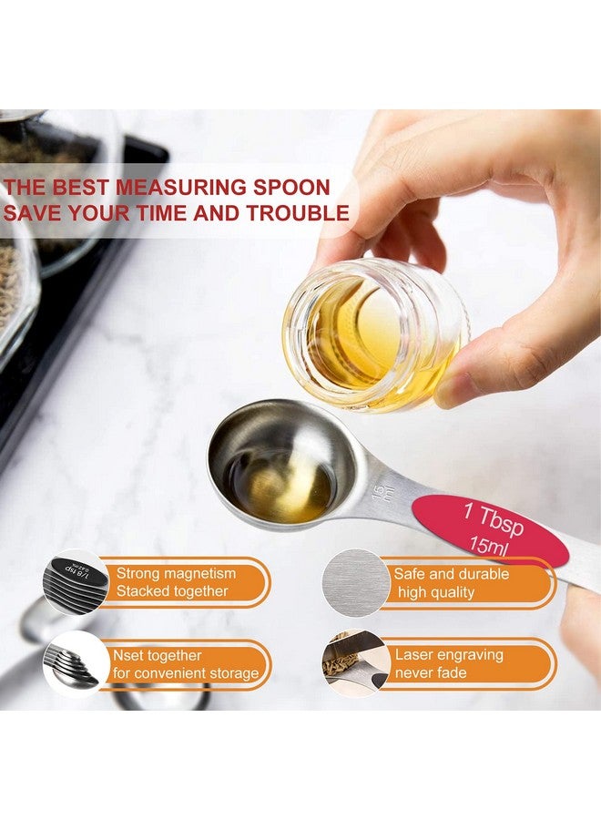 Niuta Magnetic Measuring Spoons Set, Stackable On Both Sides, Germany Stainless Steel, For Use In Spice Jars And Liquids, Set Of 9-Multicolour - Image 3