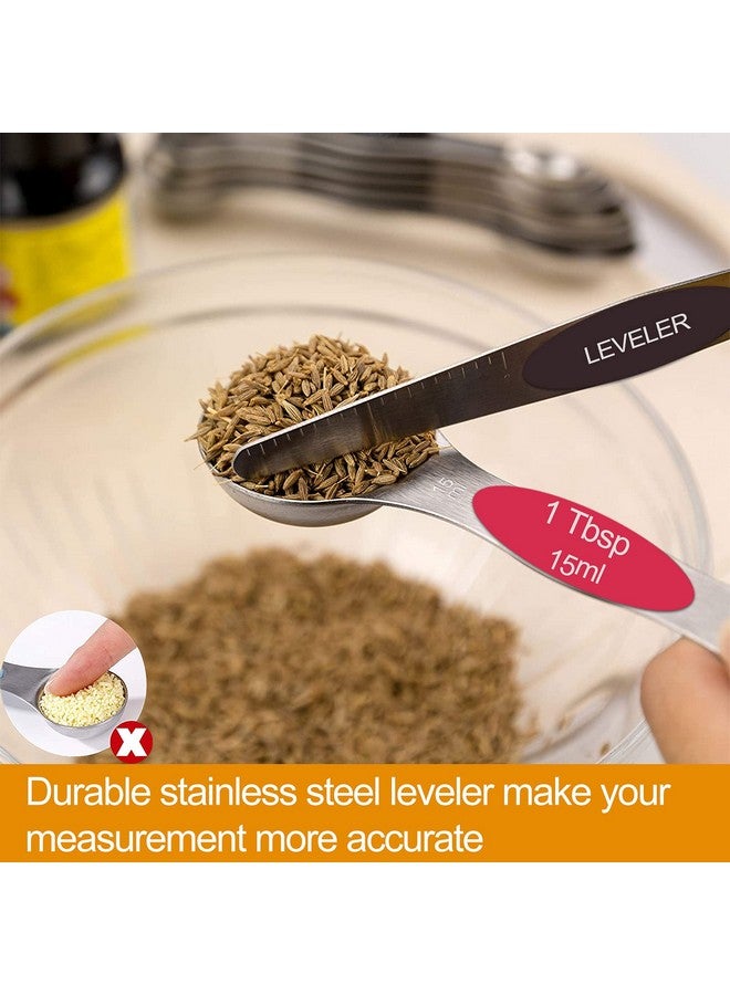 Niuta Magnetic Measuring Spoons Set, Stackable On Both Sides, Germany Stainless Steel, For Use In Spice Jars And Liquids, Set Of 9-Multicolour - Image 4