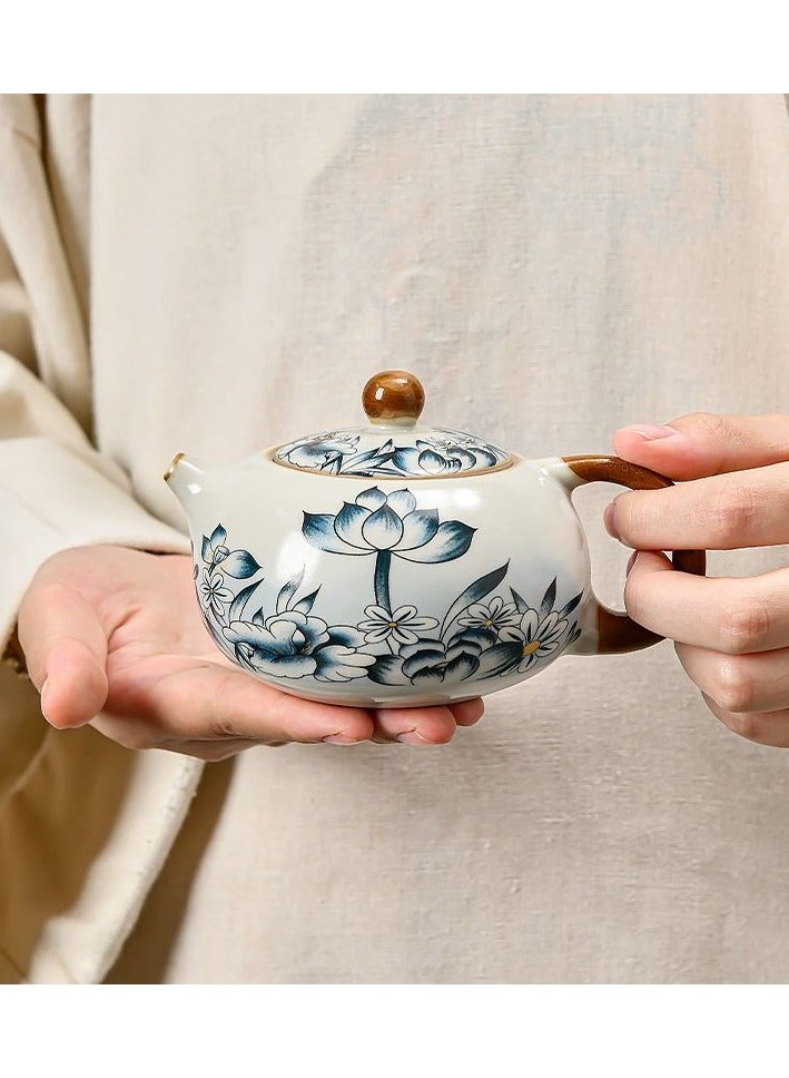 فرن الكونغ فو مجموعة شاي السيراميك المكتب المنزلي الخفيفة الفاخرة الراقية غطاء وعاء الشاي الصيني مجموعة صينية الشاي - Image 2