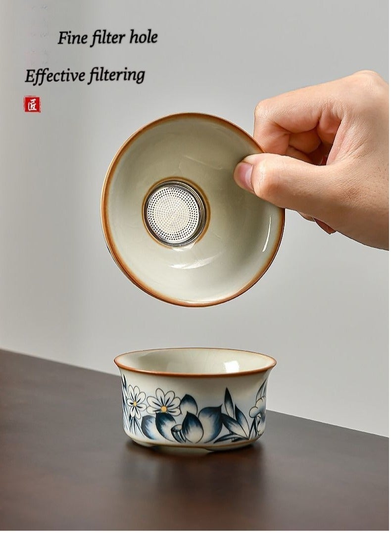 فرن الكونغ فو مجموعة شاي السيراميك المكتب المنزلي الخفيفة الفاخرة الراقية غطاء وعاء الشاي الصيني مجموعة صينية الشاي - Image 4