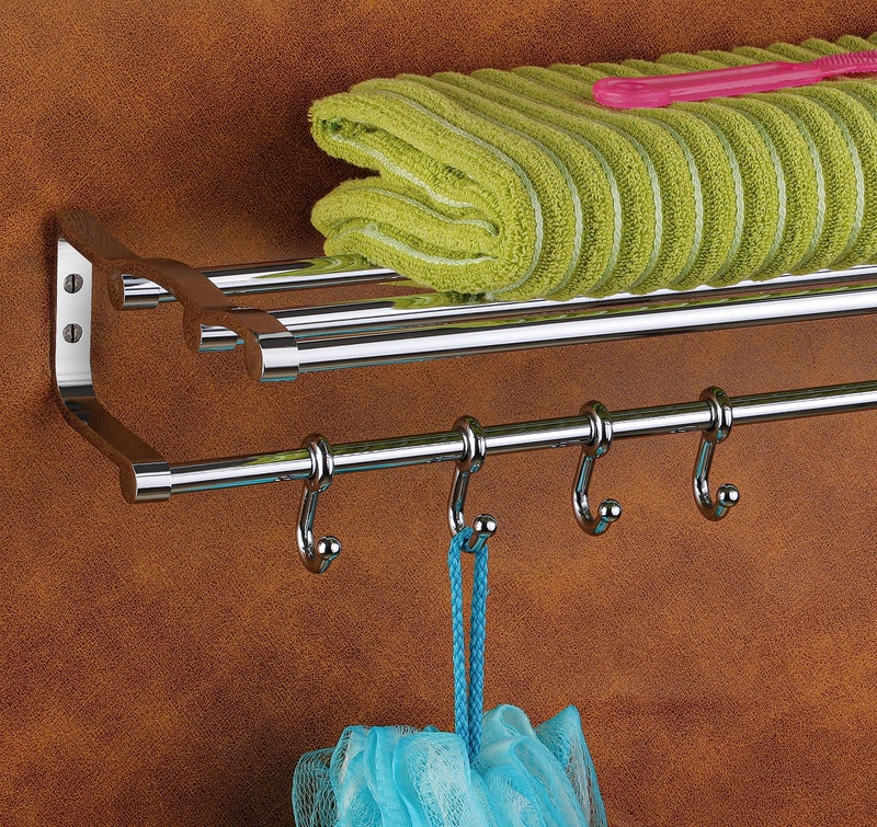 iSTAR New Look Double Rod Towel Rod Silver Towel Holder 24 inch Longer 2 Bar Towel Rod (Stainless Steel) (Pack of 1) - Image 3