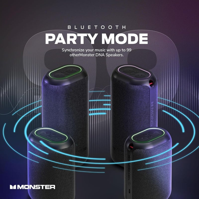 Monster DNA Max Portable Bluetooth Speaker, Loud Portable Speaker with 360 Bass Sound and 10W Qi Certified Wireless Charging Pad, IP67 Waterproof- for Travel, Indoor and Outdoor Use - Image 4