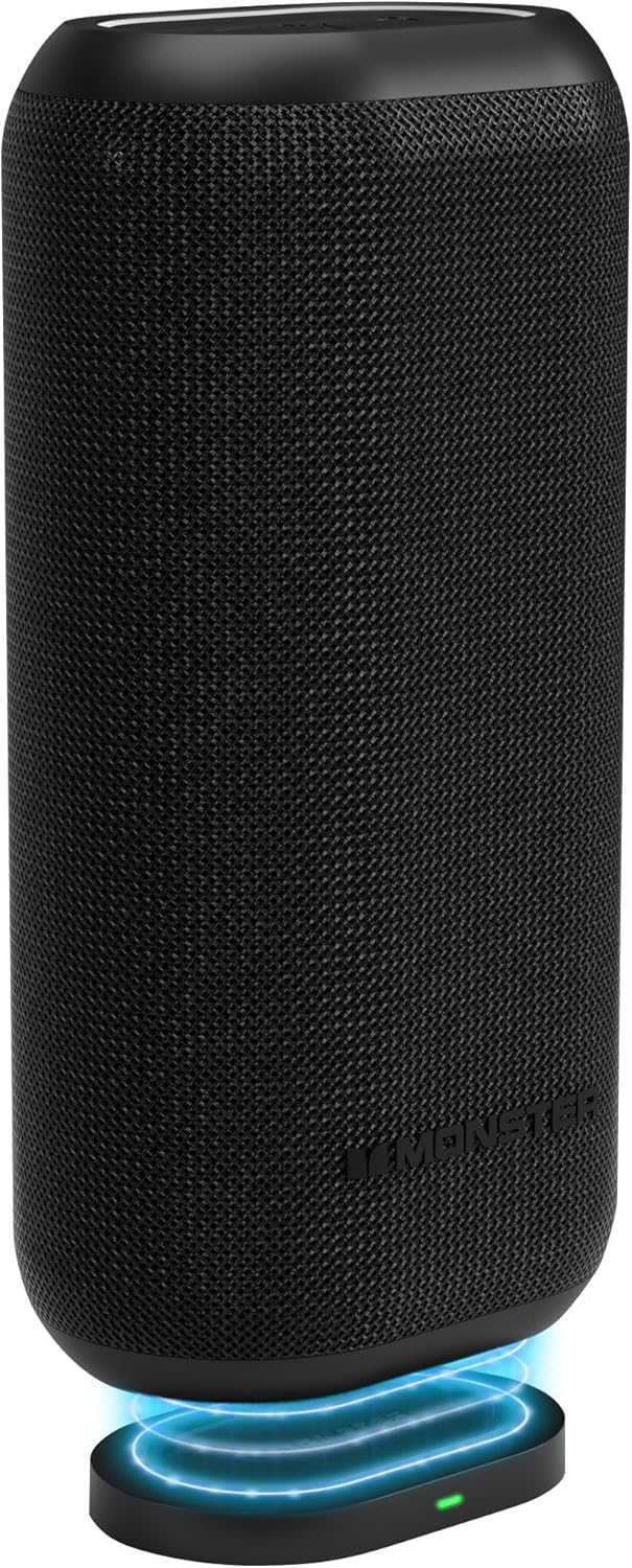 Monster DNA Max Portable Bluetooth Speaker, Loud Portable Speaker with 360 Bass Sound and 10W Qi Certified Wireless Charging Pad, IP67 Waterproof- for Travel, Indoor and Outdoor Use - Image 1
