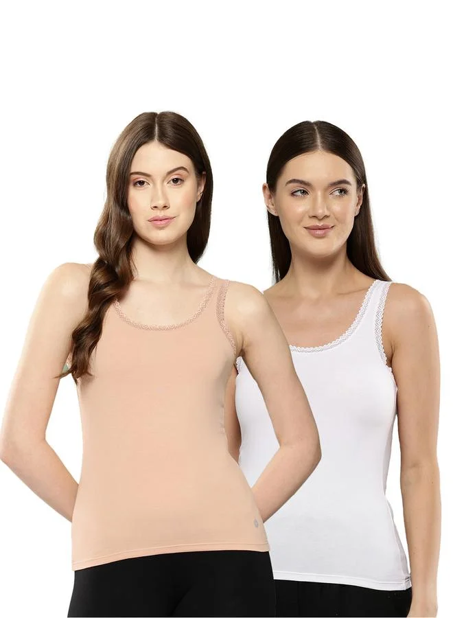 ليدينغ ليدي طقم كاميسول قطن دانتيل للسيدات قطعتين