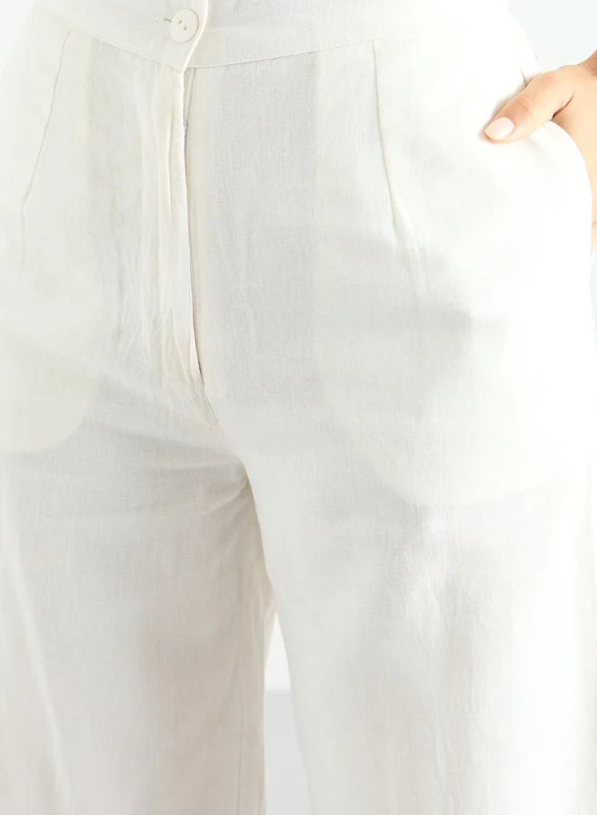 Styli Styli White Embroidered Crop Shirt