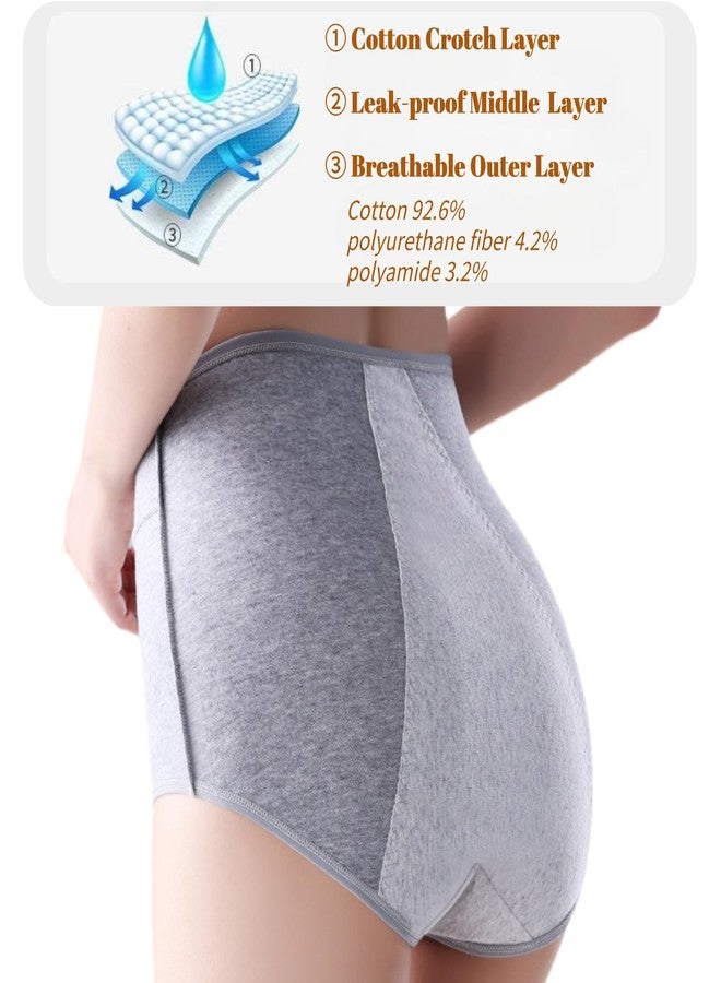 Lmaray 3 Pack Women's Incontinence Underwear Washable, Double Elastic High Waist Adult Incontinence Protective Briefs, Reusable for Bladder Leakage(L-waist: 24.4''~38.6'') - Image 5