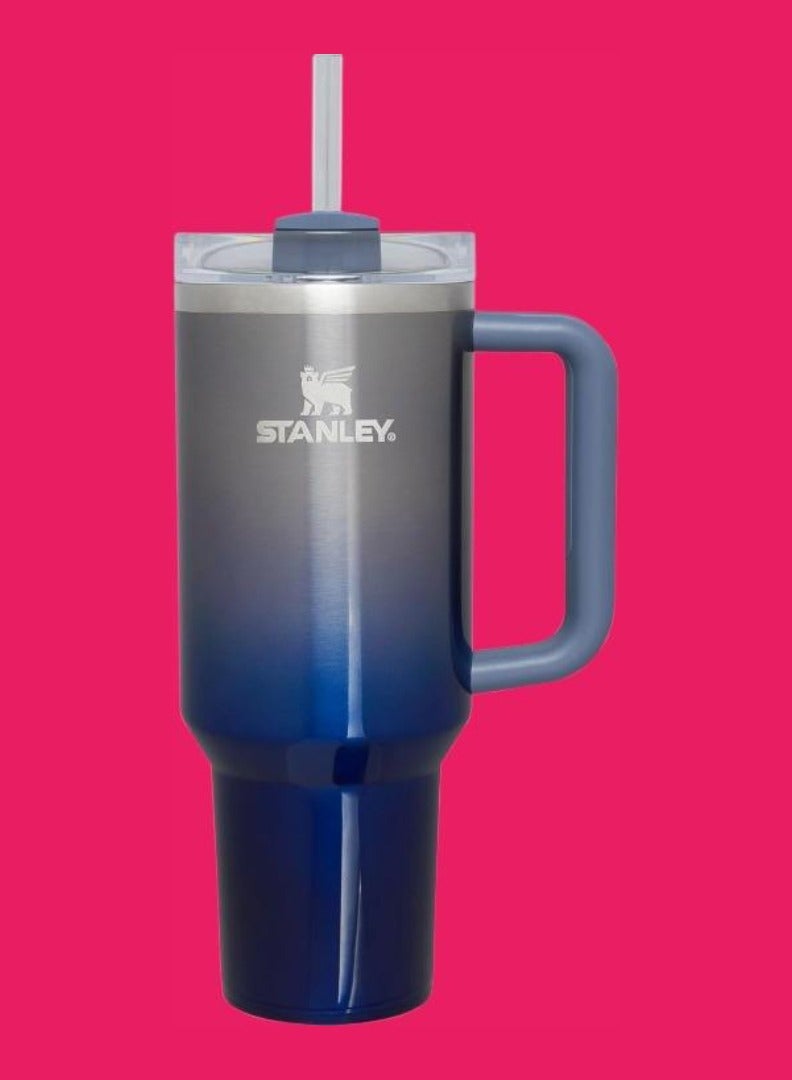 40oz Quencher H2.0 FlowState Tumbler – Insulated Stainless Steel Travel Mug – Keeps Drinks Hot & Cold – Leak-Resistant Lid & Reusable Straw – Large Hydration Cup (Twilight Gradient)