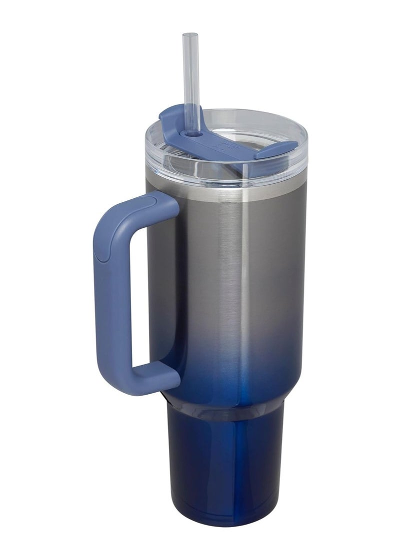 40oz Quencher H2.0 FlowState Tumbler – Insulated Stainless Steel Travel Mug – Keeps Drinks Hot & Cold – Leak-Resistant Lid & Reusable Straw – Large Hydration Cup (Twilight Gradient)