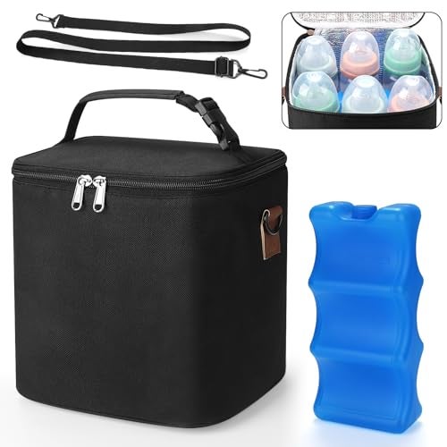 Accmor Breastmilk Cooler Bag with Ice Pack Baby Bottle Cooler Bags Insulated Bottle Cooler Tote Bags On The Go Fits 6 Large 9oz Bottles for Nursing Mom Daycare Travel Black - Image 3