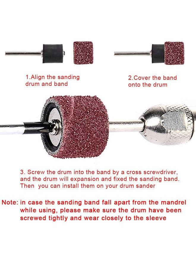 AUSTOR 531 Pcs Sanding Drum Set,504 Pcs Drum Sander Sleeves(80# 120# 150# 240# 320# 400# 600#) 24 Pcs Drum Mandrels 2 Pcs Self-Tightening Drill Chuck and 1 Pc Combination Wrench for Dremel Rotary Tool - Image 3
