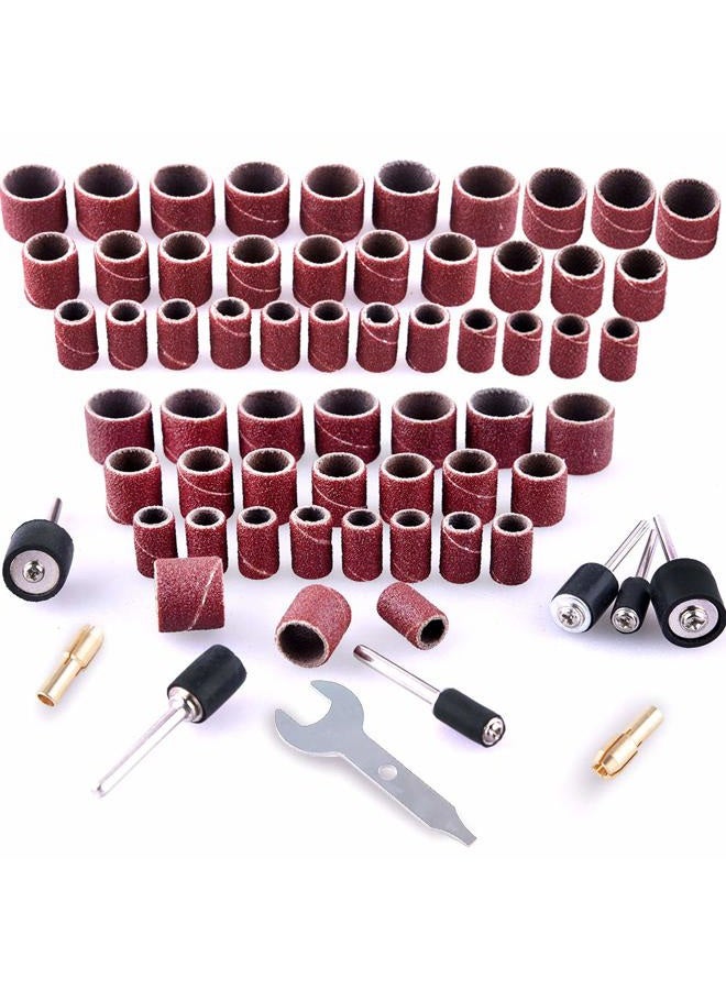 AUSTOR 531 Pcs Sanding Drum Set,504 Pcs Drum Sander Sleeves(80# 120# 150# 240# 320# 400# 600#) 24 Pcs Drum Mandrels 2 Pcs Self-Tightening Drill Chuck and 1 Pc Combination Wrench for Dremel Rotary Tool - Image 2